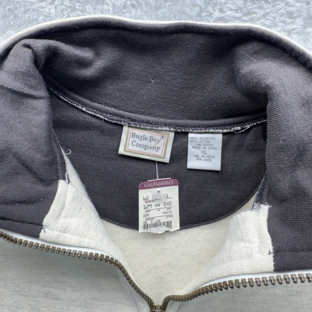 Vintage Bugle Boy 90s Y2K 1/4 Zip Pullover XL Colorblock Fleece Lined NWT NOS - Picture 3 of 11